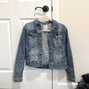 Womens Lularoe cheetah print jean jacket